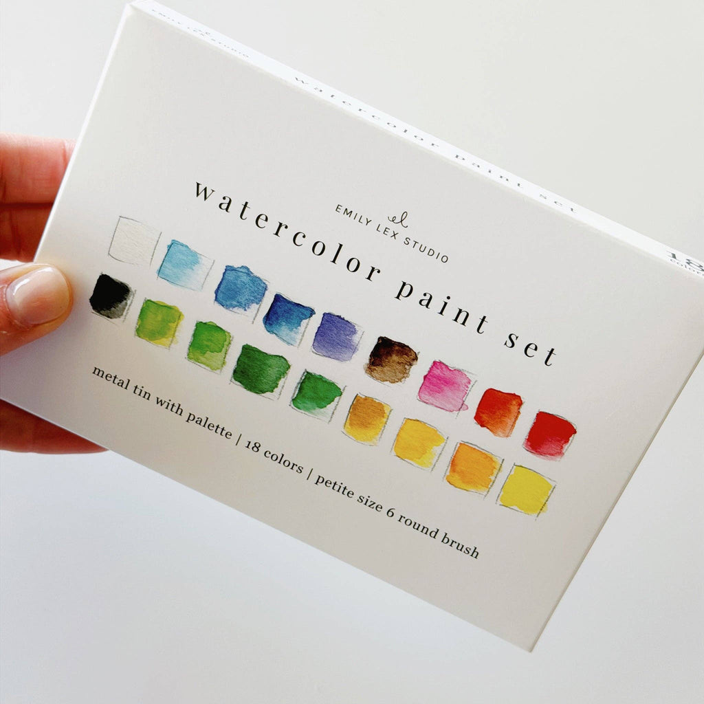 Emily Lex Watercolor Paint Set 18 Colors with Brush