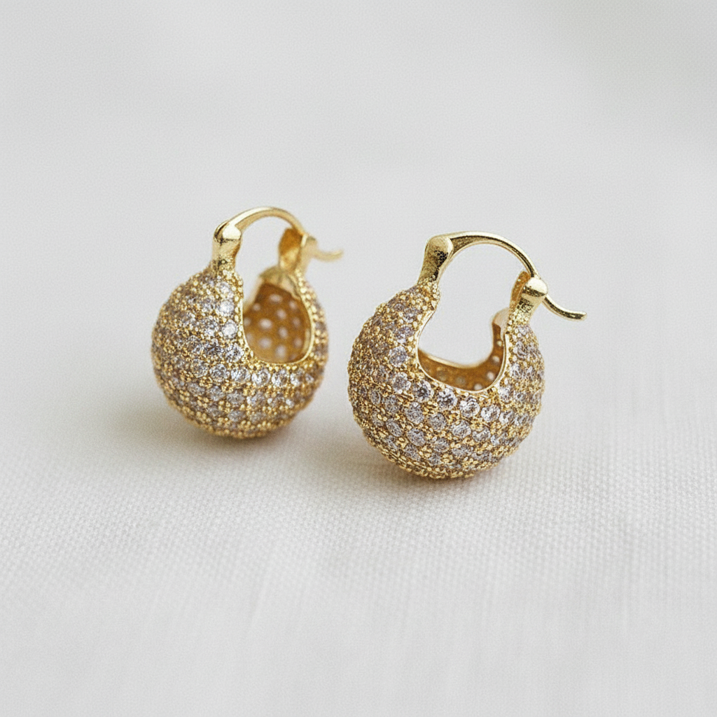 Vintage Inspired Pave Basket Stud Earrings