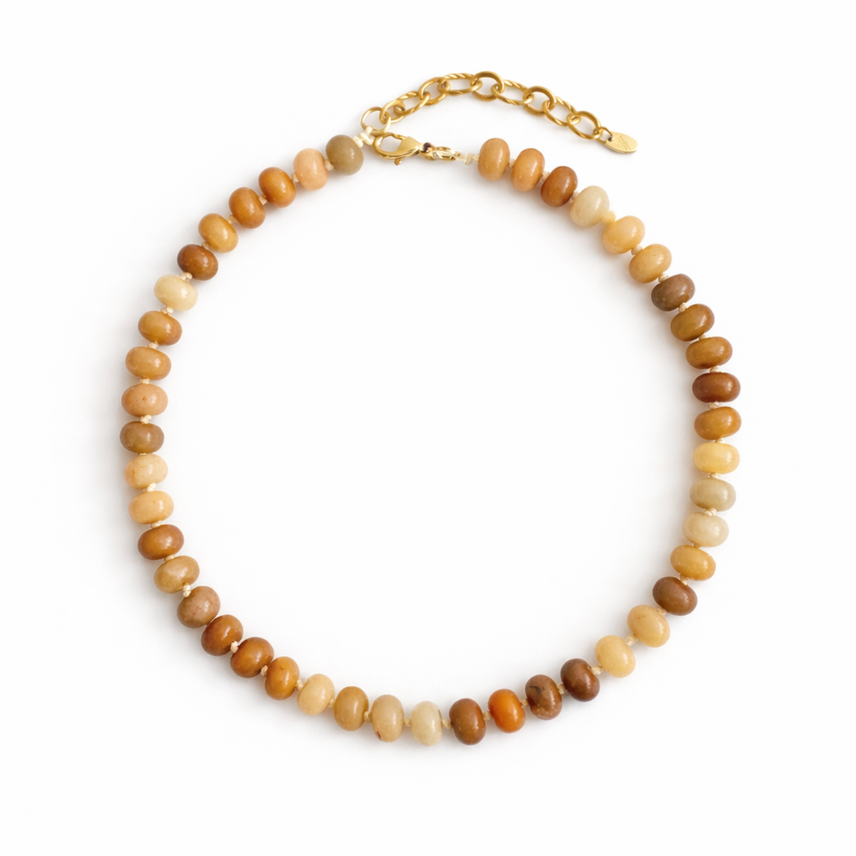 Refined Stone Bead Necklace - Amber Jade