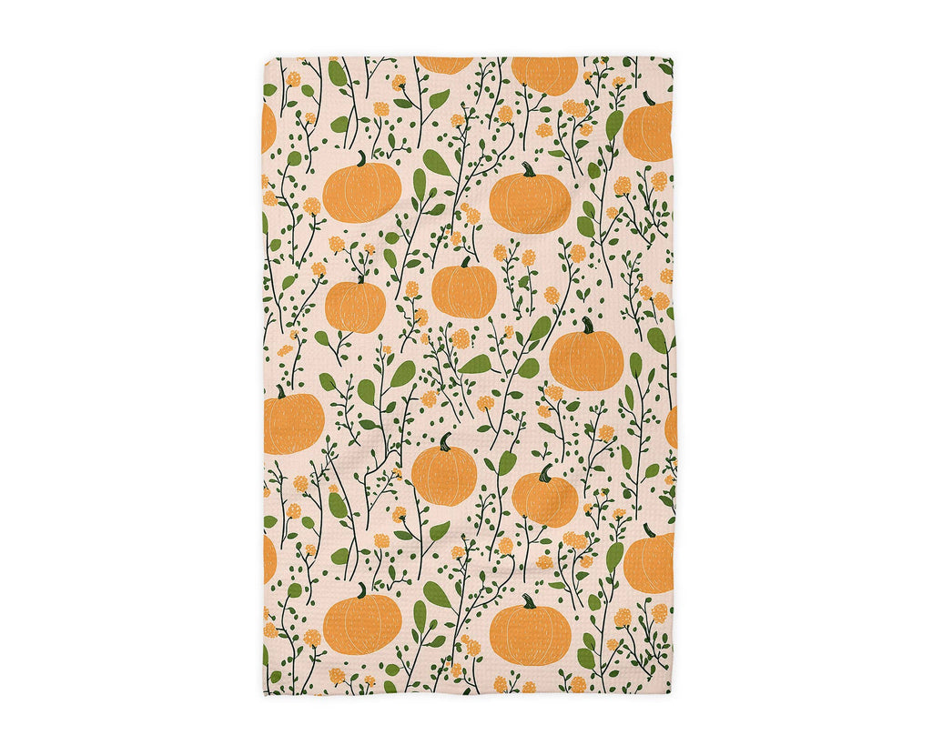 Pumpkin Fall Botanical Floral Autumn Kitchen Towel Waffle