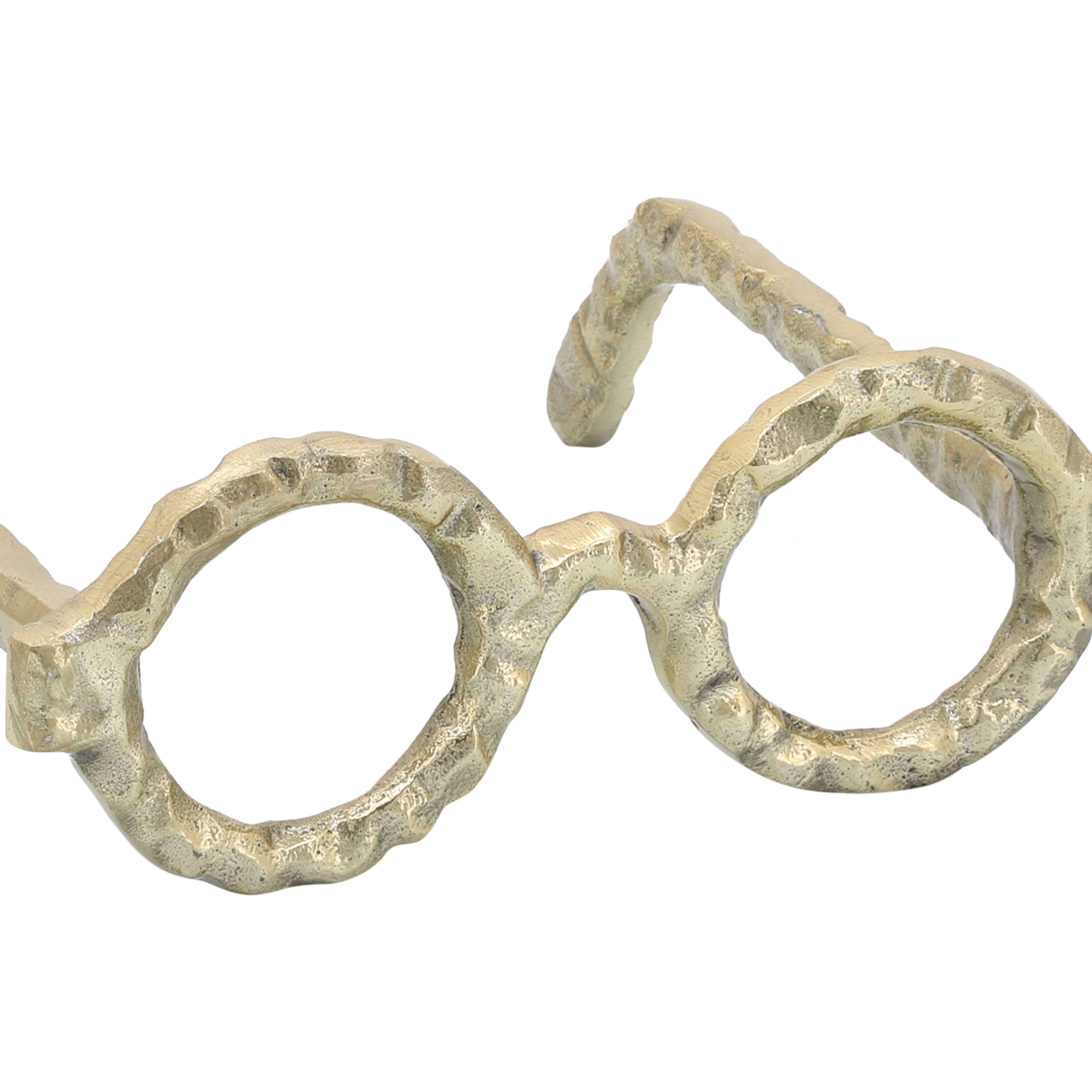 Gold Metal Abstract Round Glasses Sculpture