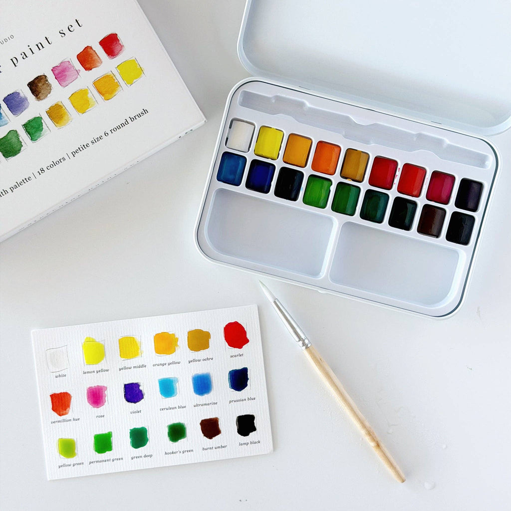 Emily Lex Watercolor Paint Set 18 Colors with Brush