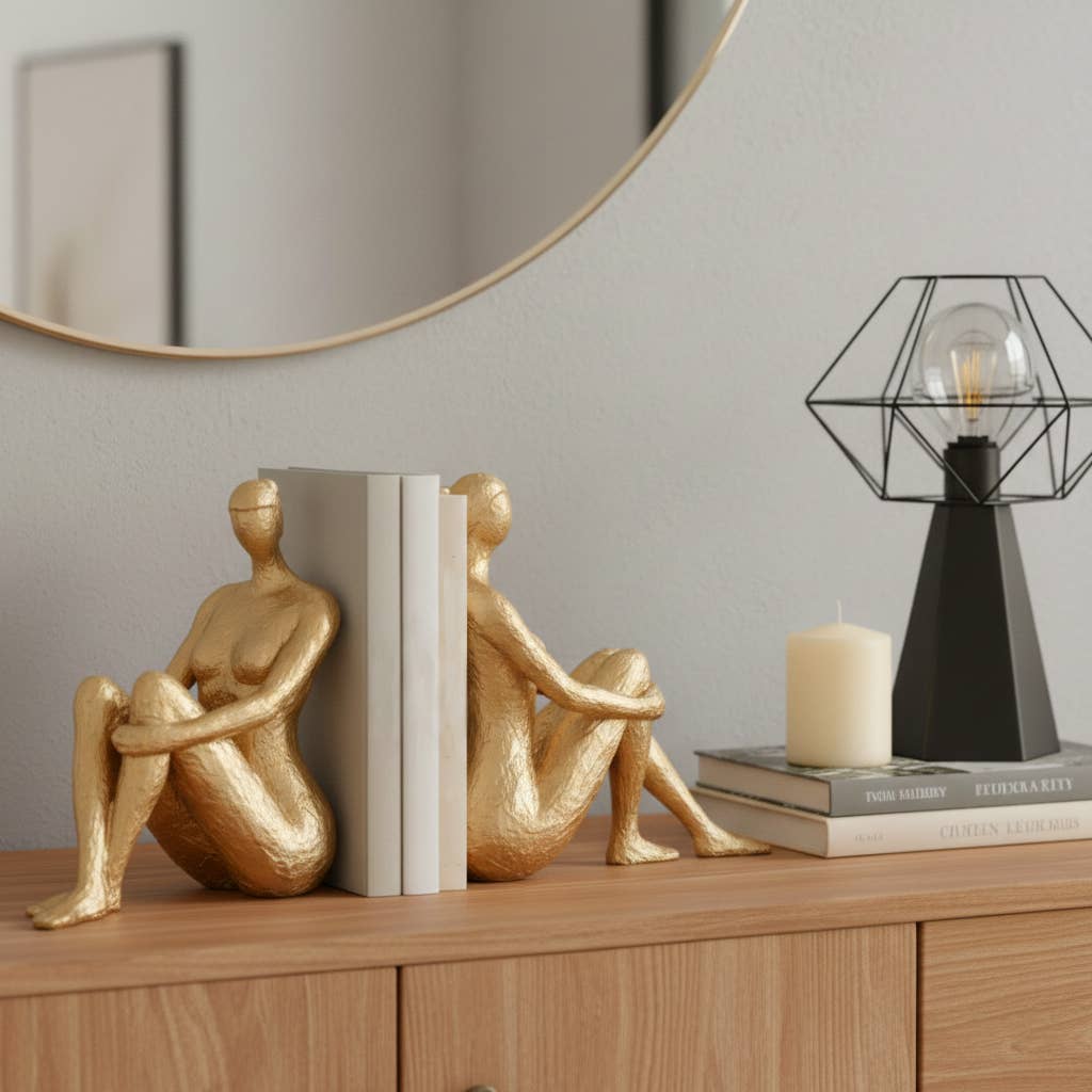 Bookends Gold Resin Modern Lady