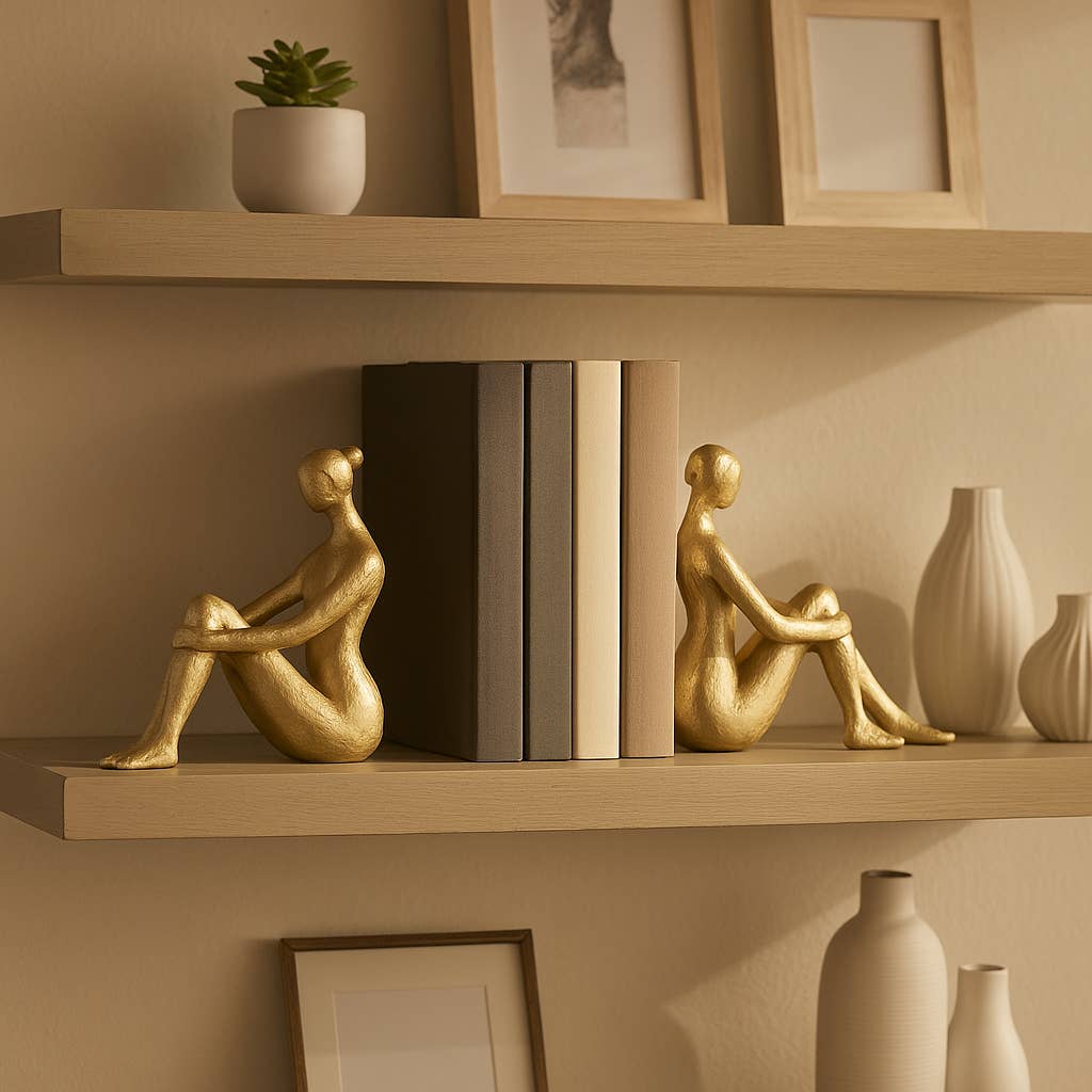 Bookends Gold Resin Modern Lady
