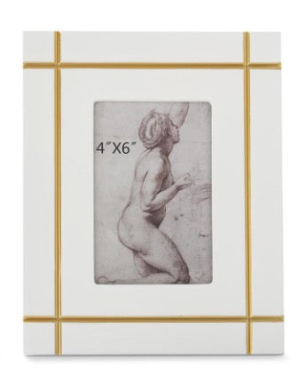 Gold Inlay White Photo Frame 4x6