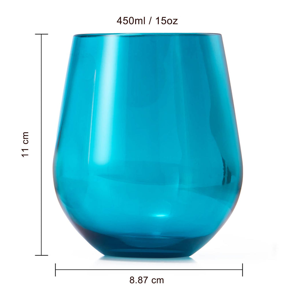 Unbreakable Acrylic Stemless Wine Glass Set of 6