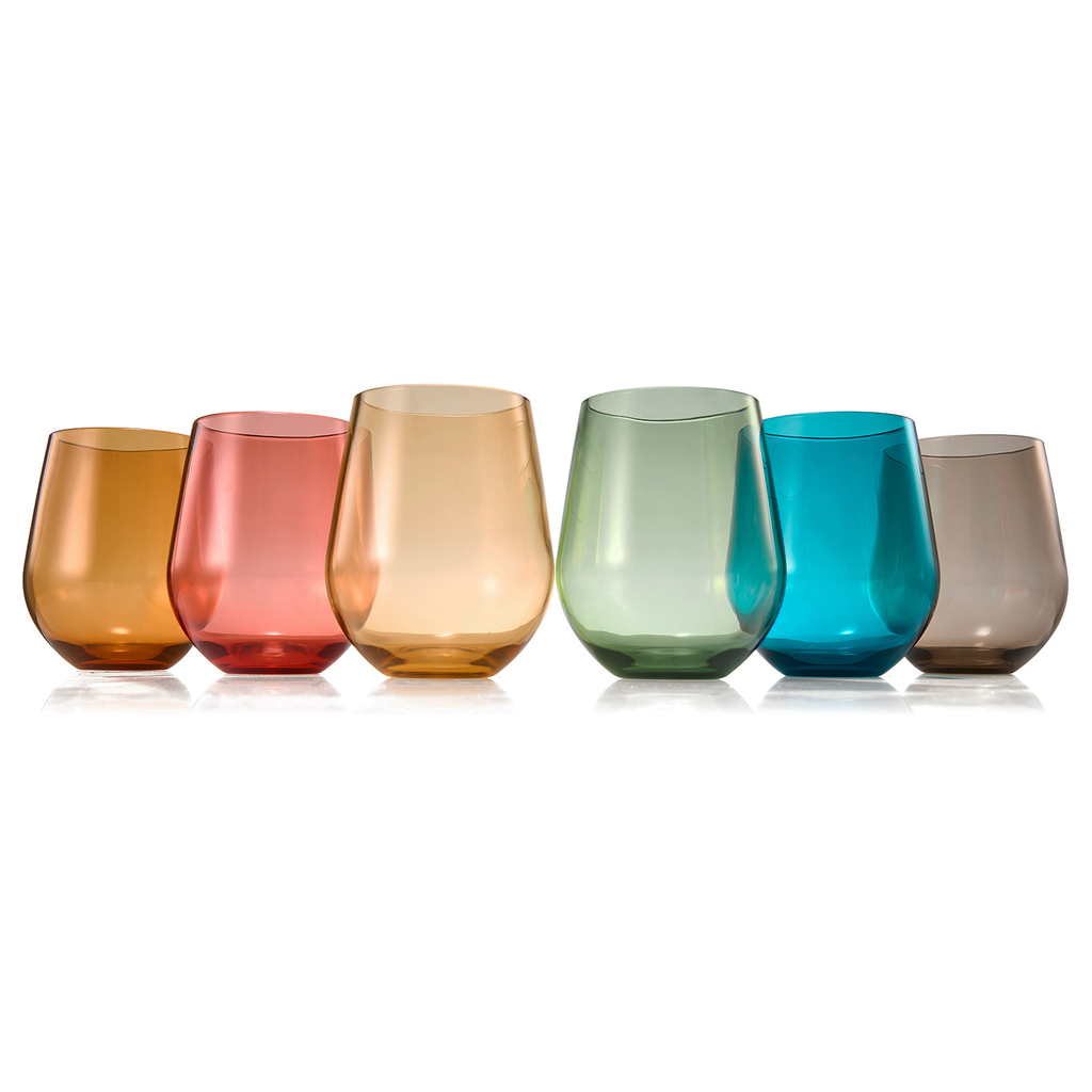 Unbreakable Acrylic Stemless Wine Glass Set of 6