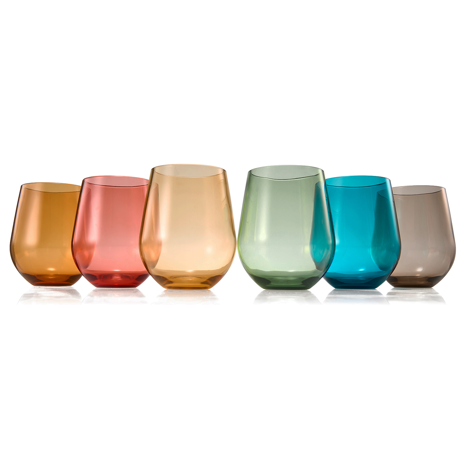 Unbreakable Acrylic Stemless Wine Glass Set of 6