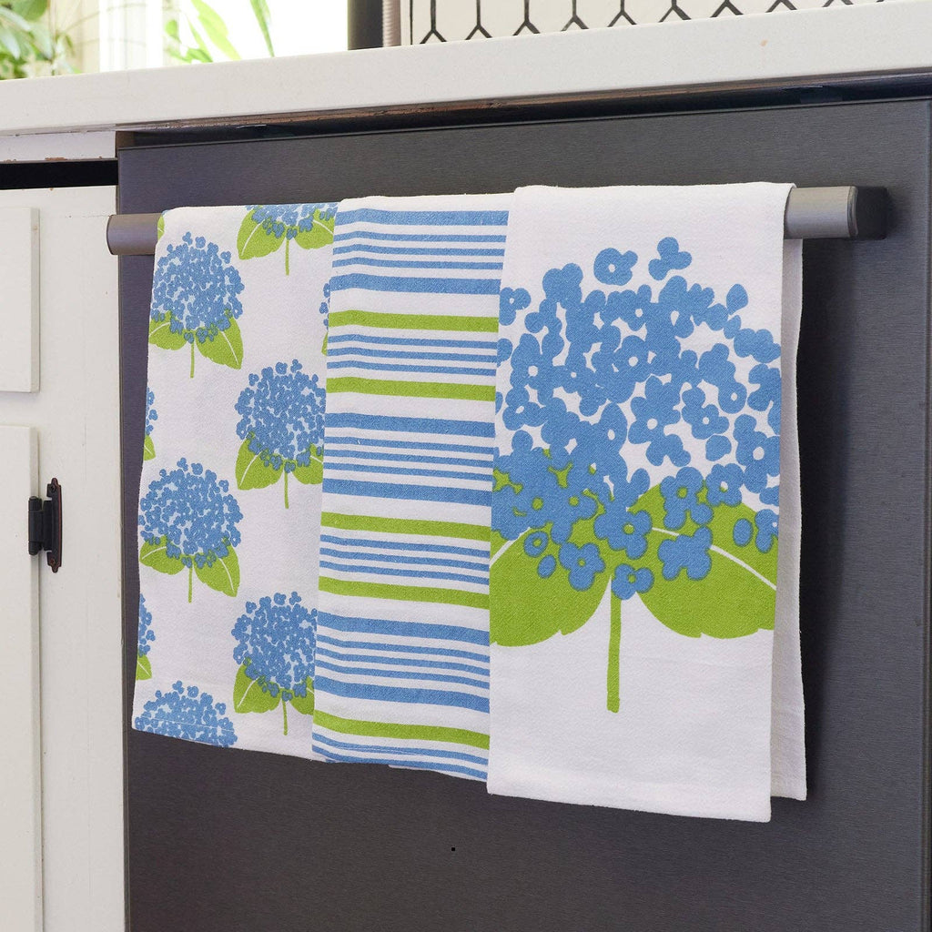 Hydrangea Cotton Kitchen Towels, Set of 3