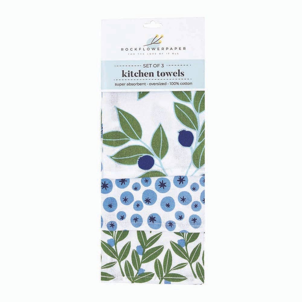 Blueberry Medley Cotton Kitchen Towels, Set of 3