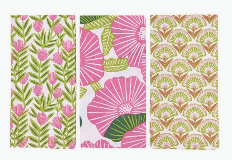 Poppy Papaver Cotton Kitchen Towels Set of 3