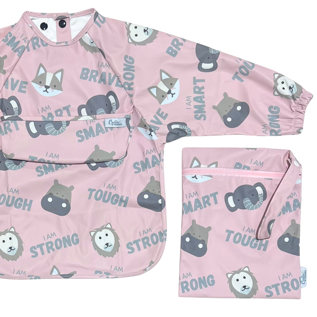 The Grayson Long Sleeve Bib - Affirmations: Petal Pink