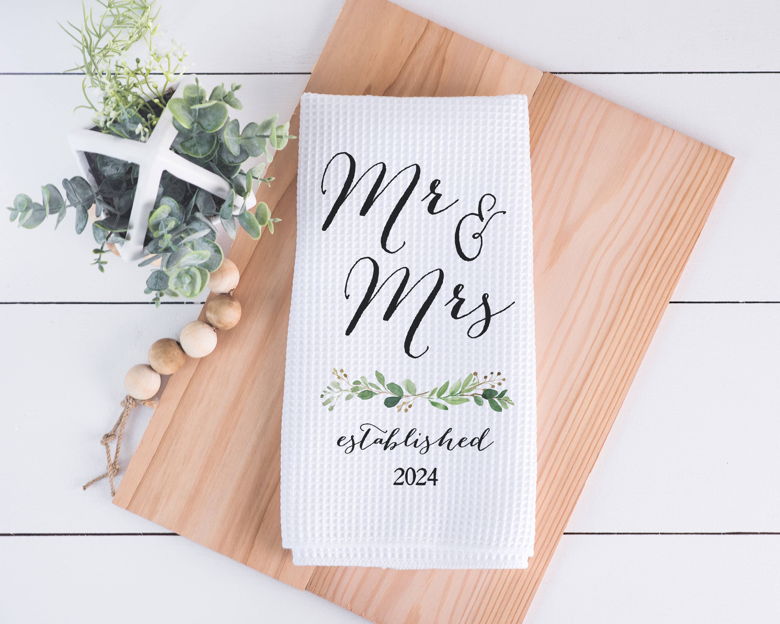 Tea Towel Mr & Mrs Est 2026