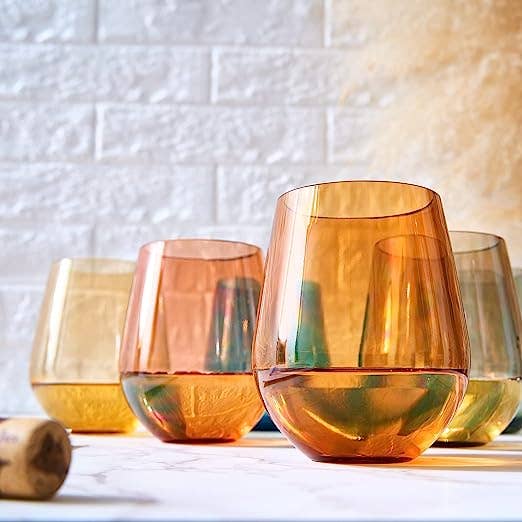 Unbreakable Acrylic Stemless Wine Glass Set of 6