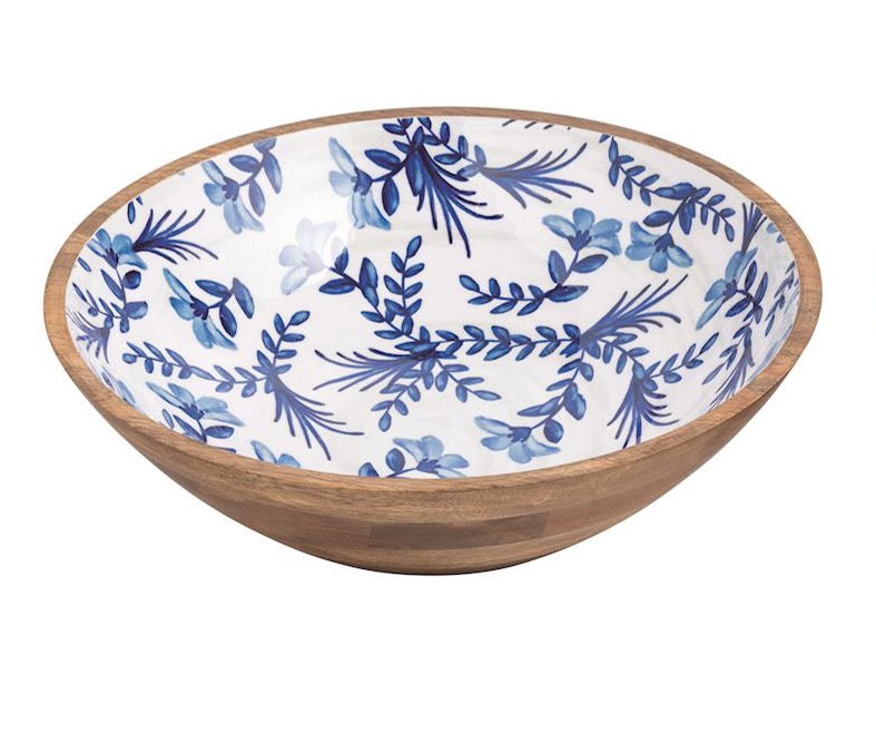 Blue Patterned Enamel Bowl Large