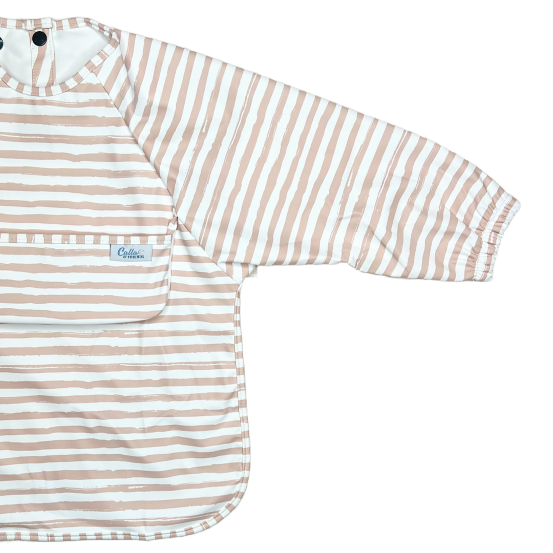 The Grayson Long Sleeve Bib - Brush Stripes: Khaki