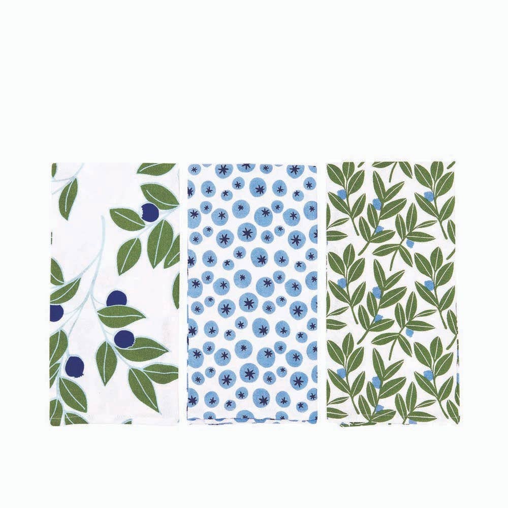 Blueberry Medley Cotton Kitchen Towels, Set of 3